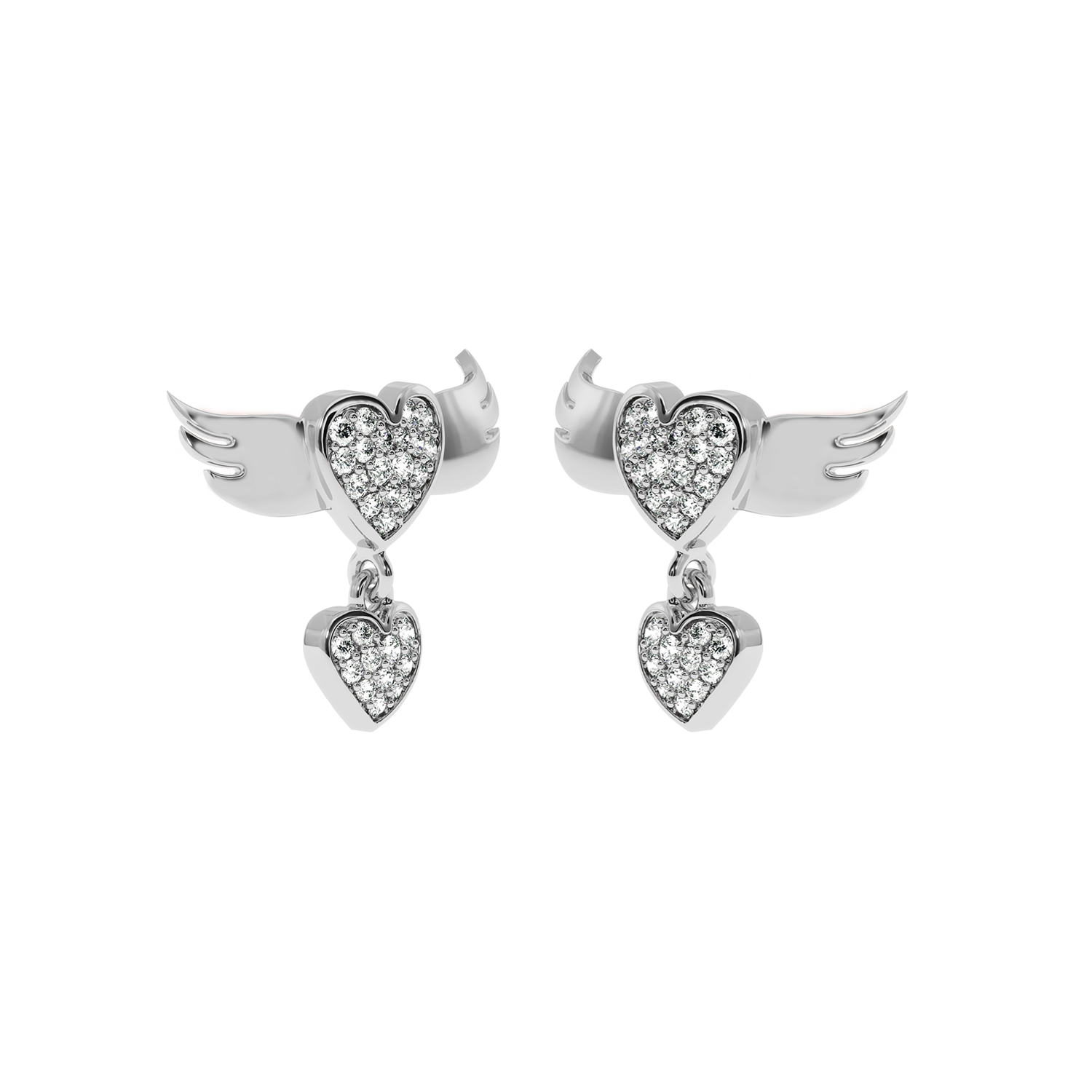 Buy Winged Heart Diamond Drop Earrings 0.35Ct| Solitairekart